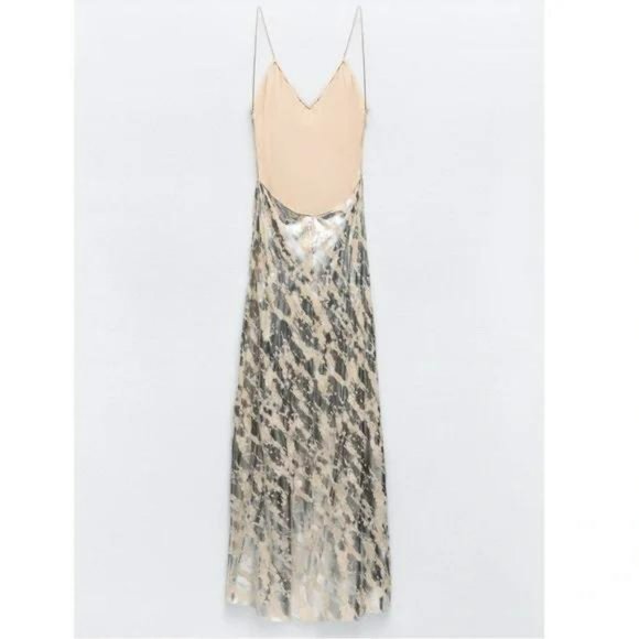 ZARA FOIL PRINT SLIP DRESS - Picture 5 of 6